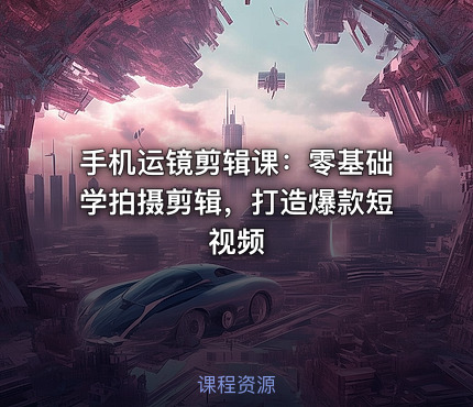 手机运镜剪辑课：零基础学拍摄剪辑，打造爆款短视频