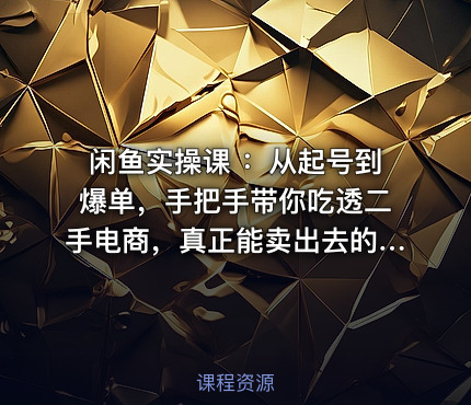 闲鱼实操课 ：从起号到爆单，手把手带你吃透二手电商，真正能卖出去的实战指南