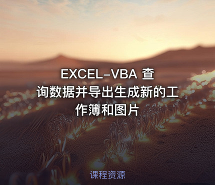 EXCEL-VBA 查询数据并导出生成新的工作簿和图片