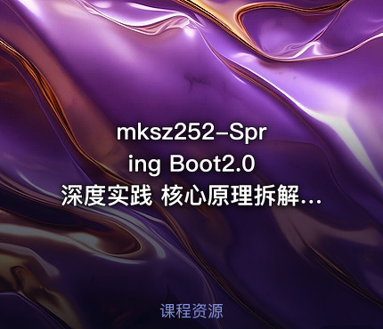 mksz252-Spring Boot2.0深度实践 核心原理拆解+源码分析