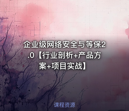 企业级网络安全与等保2.0【行业剖析+产品方案+项目实战】
