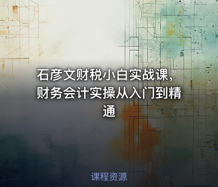 石彦文财税小白实战课，财务会计实操从入门到精通