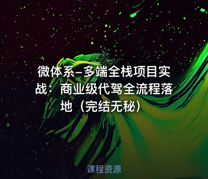 微体系-多端全栈项目实战：商业级代驾全流程落地（完结无秘）