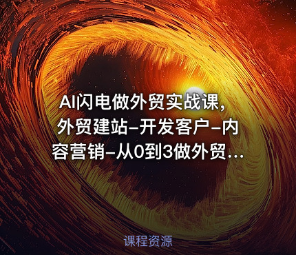AI闪电做外贸实战课，外贸建站-开发客户-内容营销-从0到3做外贸AI（更新）