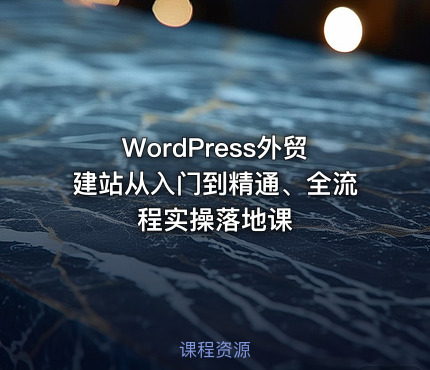 WordPress外贸建站从入门到精通、全流程实操落地课