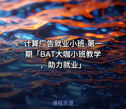 计算广告就业小班 第一期「BAT大咖小班教学，助力就业」