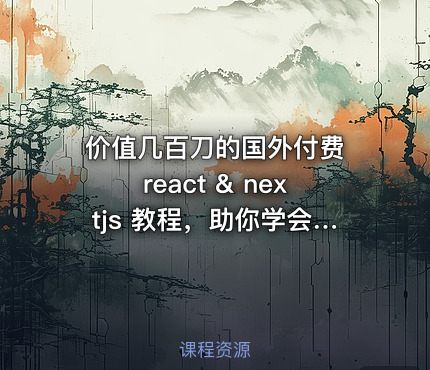 价值几百刀的国外付费 react & nextjs 教程，助你学会提升 react & nextjs