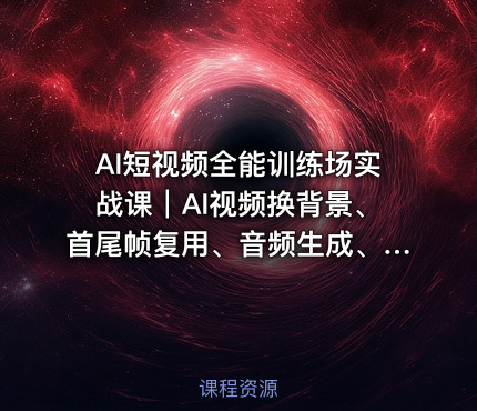 AI短视频全能训练场实战课｜AI视频换背景、首尾帧复用、音频生成、爆款短视频完整复刻