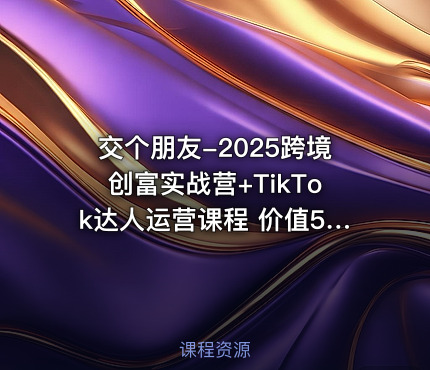 交个朋友-2025跨境创富实战营+TikTok达人运营课程 价值5980