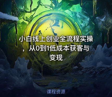 小白线上创业全流程实操，从0到1低成本获客与变现