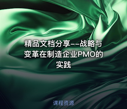 精品文档分享--战略与变革在制造企业PMO的实践