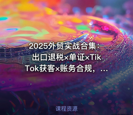 2025外贸实战合集：出口退税×单证×TikTok获客×账务合规，一套打通全流程