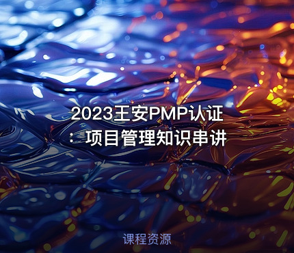 2023王安PMP认证：项目管理知识串讲