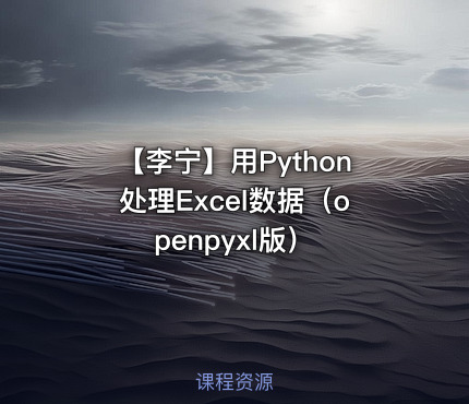 【李宁】用Python处理Excel数据（openpyxl版）
