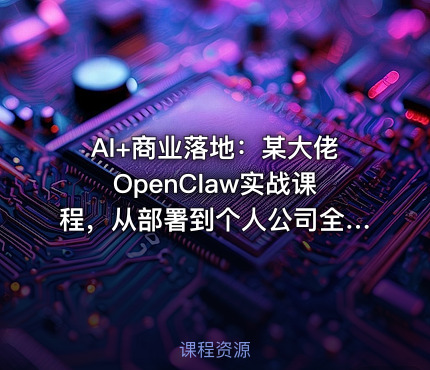 AI+商业落地：某大佬OpenClaw实战课程，从部署到个人公司全实操