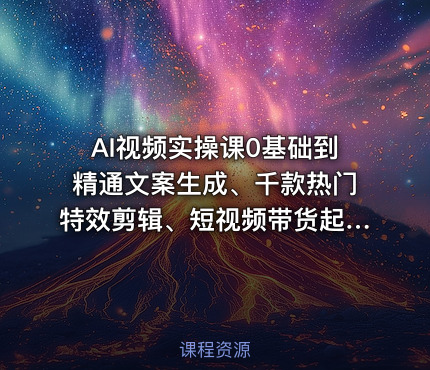AI视频实操课0基础到精通文案生成、千款热门特效剪辑、短视频带货起号、直播间流量拉升全链路落地
