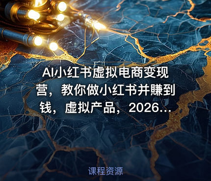 AI小红书虚拟电商变现营，教你做小红书并賺到钱，虚拟产品，2026年普通人在小红书的搞钱机会（更新中）