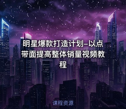 明星爆款打造计划-以点带面提高整体销量视频教程