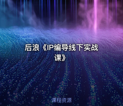后浪《IP编导线下实战课》