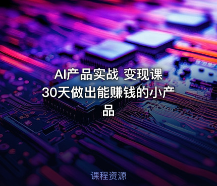 AI产品实战 变现课 30天做出能赚钱的小产品