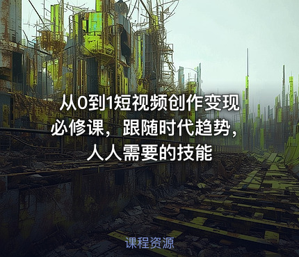 从0到1短视频创作变现必修课，跟随时代趋势，人人需要的技能