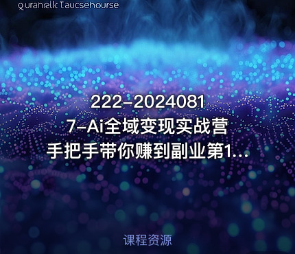 222-20240817-Ai全域变现实战营手把手带你赚到副业第1桶金冒泡网赚