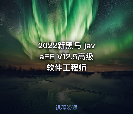 2022新黑马 javaEE V12.5高级软件工程师