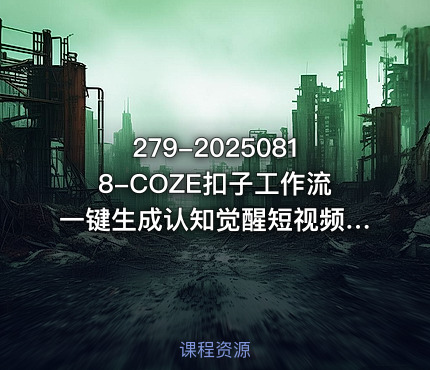 279-20250818-COZE扣子工作流一键生成认知觉醒短视频保姆级教程-智能体搭建-项目实操更多资源