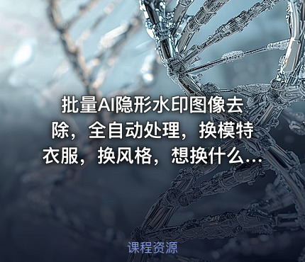 批量AI隐形水印图像去除，全自动处理，换模特衣服，换风格，想换什么就换什么，全都能实现（软件+视频教程）