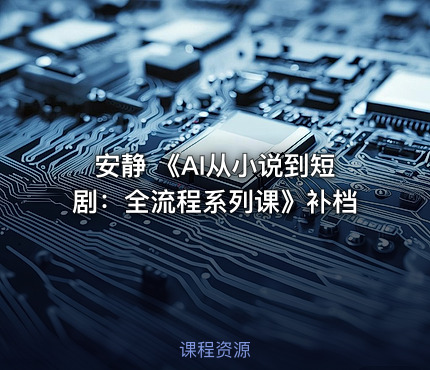 安静 《AI从小说到短剧：全流程系列课》补档