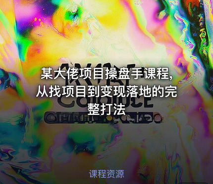 某大佬项目操盘手课程,从找项目到变现落地的完整打法