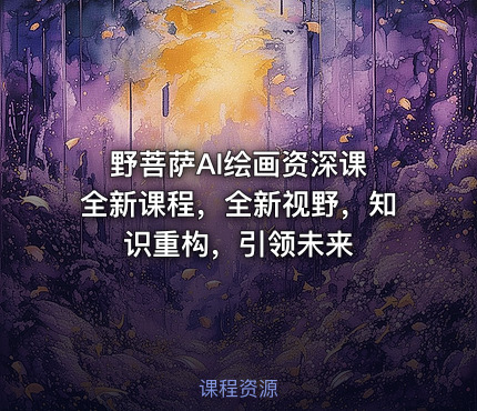 野菩萨AI绘画资深课 全新课程，全新视野，知识重构，引领未来