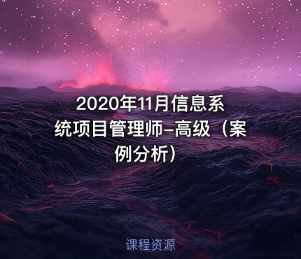 2020年11月信息系统项目管理师-高级（案例分析）