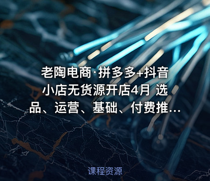 老陶电商·拼多多+抖音小店无货源开店4月 选品、运营、基础、付费推广、爆款案例等