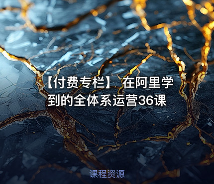 【付费专栏】 在阿里学到的全体系运营36课