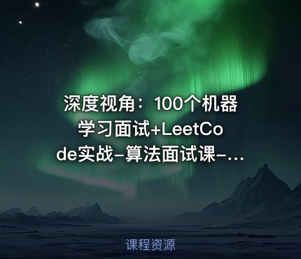 深度视角：100个机器学习面试+LeetCode实战-算法面试课-第四期-附源码资料