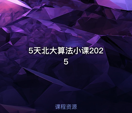 5天北大算法小课2025