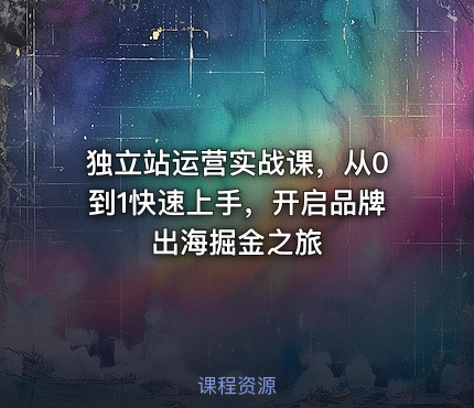 独立站运营实战课，从0到1快速上手，开启品牌出海掘金之旅