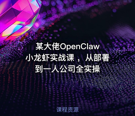 某大佬OpenClaw小龙虾实战课 ，从部署到一人公司全实操
