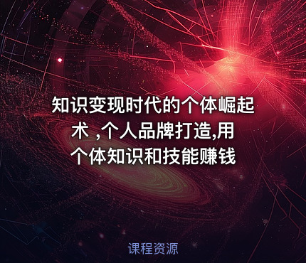 知识变现时代的个体崛起术 ,个人品牌打造,用个体知识和技能赚钱