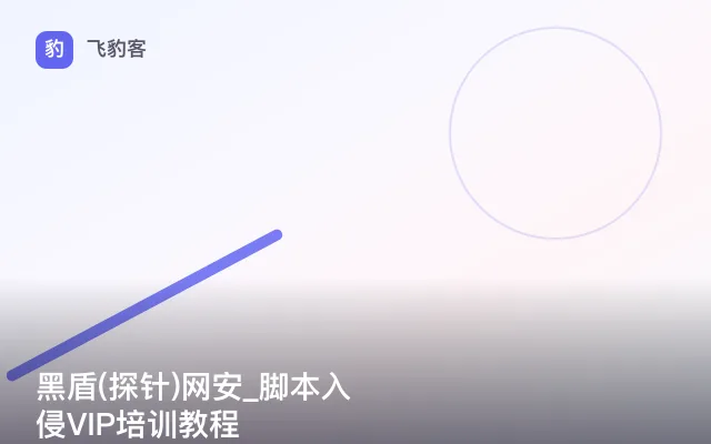 黑盾(探针)网安_脚本入侵VIP培训教程