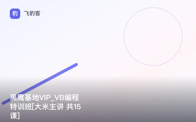 黑鹰基地VIP_VB编程特训班[大米主讲 共15课]