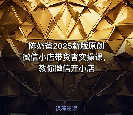 陈奶爸2025新版原创微信小店带货者实操课，教你微信开小店