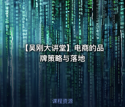 【吴刚大讲堂】电商的品牌策略与落地