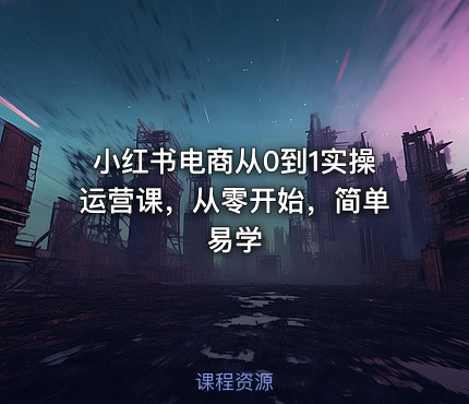 小红书电商从0到1实操运营课，从零开始，简单易学