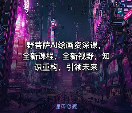 野菩萨AI绘画资深课，全新课程，全新视野，知识重构，引领未来
