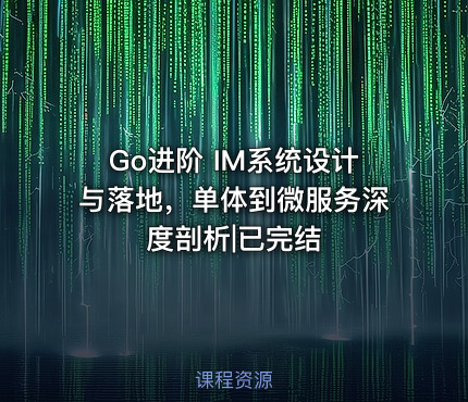 Go进阶 IM系统设计与落地，单体到微服务深度剖析|已完结