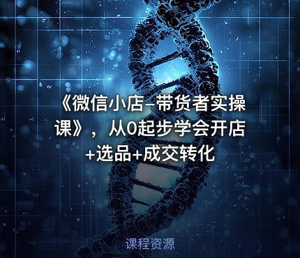 《微信小店-带货者实操课》，从0起步学会开店+选品+成交转化