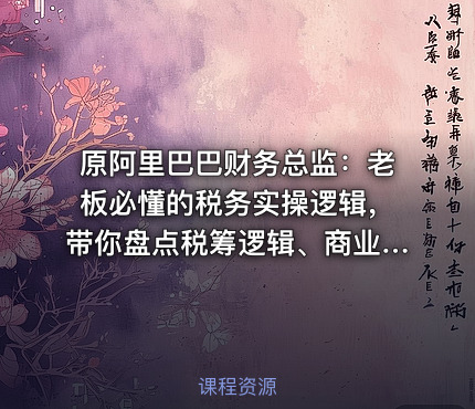 原阿里巴巴财务总监：老板必懂的税务实操逻辑，带你盘点税筹逻辑、商业模式、税务稽查、行业实操