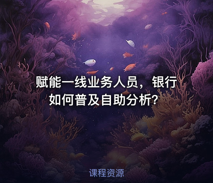 赋能一线业务人员，银行如何普及自助分析？
